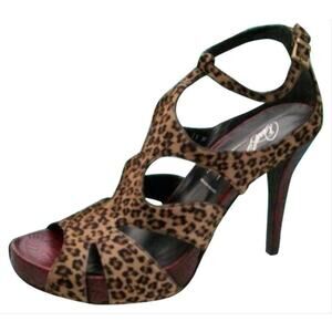 Donald Pliner Animal Print Hair Calf Tomato Leather Shoe New Strappy $395 NIB